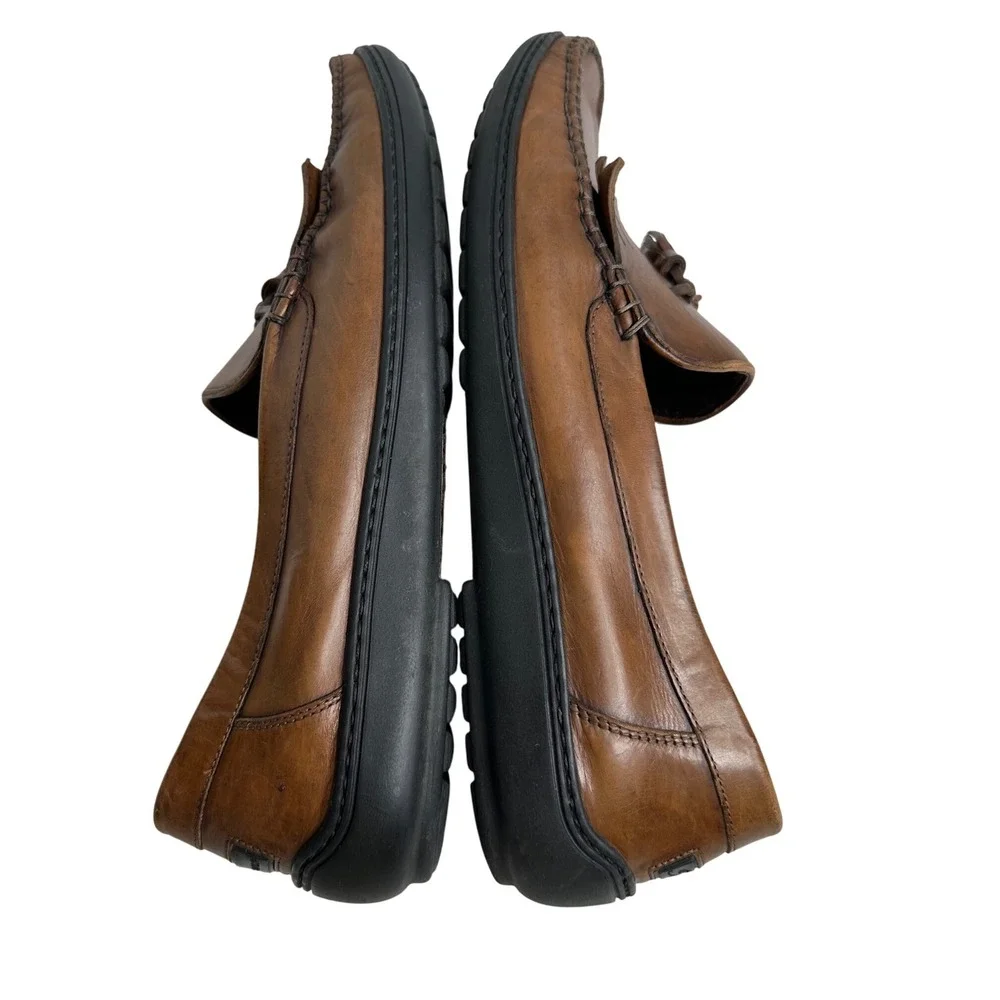 Bragano Men's Brown‎ Leather Tassel Loafer Dress Shoes Size 10.5 M ITALY made